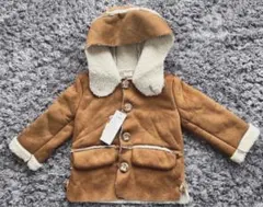 美品 新品未使用 タグ付き キッズ アウター 90 ボア コート ブラウン