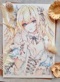 ゆ*や様 手描きイラスト アナログ オリジナル ジト目 - メルカリ