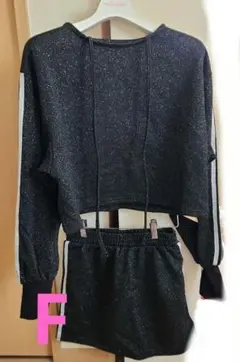 ラメサイドラインプルオーバー×フレアスカートセット アップ [mh09]