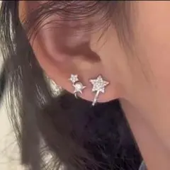 星 スター ジルコニア シルバー イヤリング 痛くなりにくい