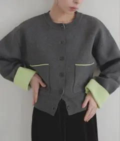 LIAN バイカラーニットカーディガン