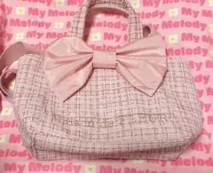 Maison de FLEUR ツイード リボン トートバッグ ピンク