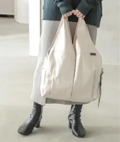 ABITOKYO アイボリー ナイロン トートバッグ 大容量