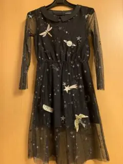 ♡H&M♡ 美品　宇宙柄　長袖ワンピース　クリスマスパーティードレス