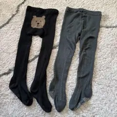 ベビーギャップbaby gap クマ黒タイツとグレータイツセット70-80センチ