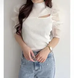 MERCURYDUOニット セーター 2WAYパフスリーブカットアウトニット