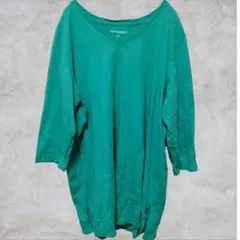 US古着【日本3L】ゆるだぼ　ターコイズ　大きいサイズ 春　カットソーチュニック
