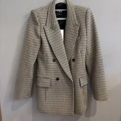 ZARA チェック柄 ダブルブレスト テーラードジャケット XS