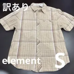 elementチェック柄 半袖シャツ ベージュ系 Sサイズ