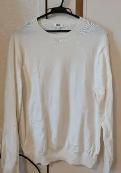 UNIQLO ウォッシャブルコットンクルーネックセーター　ホワイト　M