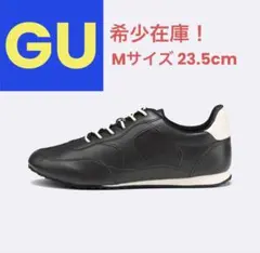 GU 【ネット完売品】ダブルシューレースフラットスニーカー　M　ブラック　新品のサムネイル
