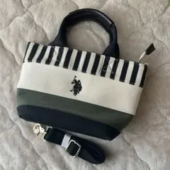 U.S.POLO ポロ　トートバッグ　2way　ショルダー　ストライプ