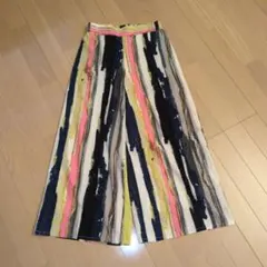 ストライプ ガウチョパンツ レディース