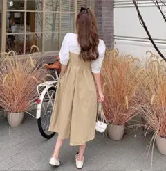 大きいサイズ レディース 春 夏 ワンピース　重ね着風　サロペット　新品 半袖