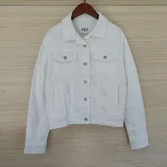 ZARA ザラ デニムジャケット ホワイト ダメージ加工 S