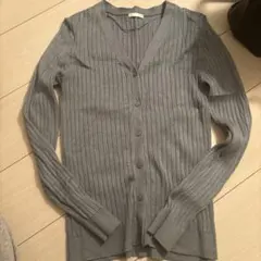 GU ワイドリブVネックカーディガン(長袖) くすみブルー