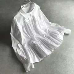 EPOCA コットンナイロンストレッチ ギャザーブラウス 23AW 日本製