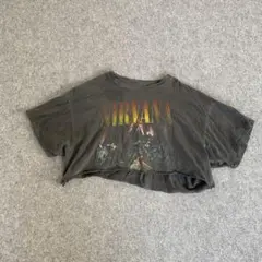 P433 NIRVANA クロップド Tシャツ Sサイズ グレー ブラック