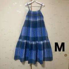 無印良品　マドラスチェックキャミワンピース M