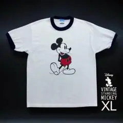 美品 80s Disney 白足 ミッキー XL USA製 ビンテージリンガーT