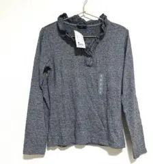 【新品未使用】GU ジーユー ロンT グレー フリル襟 長袖Tシャツ