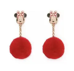 日本未発売　ディズニー　ミニーマウス　ポンポンピアス　レッド