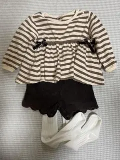 petitmain セットアップ　90 西松屋タイツおまけ　ブラウン系