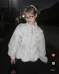 NUGU haku シャーリングリボンウィンドブレーカー