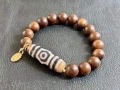 天珠 三眼天珠 沈香 香木 紅土沈香 dzi bead デザインブレスレット