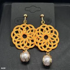 ハンドメイド【水引】イヤリング　オレンジ