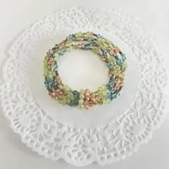 ガラスビーズ 6連 ブレスレット レディース 重ね付け風