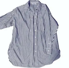【1.2回の使用】 UNIQLO ユニクロ　ブルー　ストライプシャツ Mサイズ