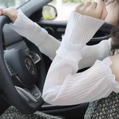 アームカバー 白メッシュ ロング レディース 日焼け防止 夏 レース UV