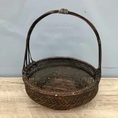 40cm 竹籠花入 手編み 華道具 骨董品 時代物 持ち手付き 花器 - メルカリ