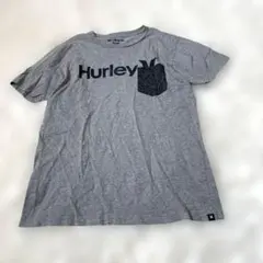 ハーレー Hurley Tシャツ M グレー ポケT 花柄 ロゴ 綿100%