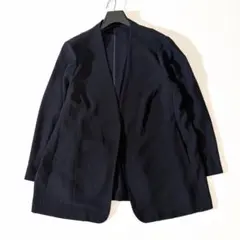 美品 23区 24SS 洗える ノーカラージャケット　大きいサイズ 48 紺