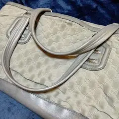 GUCCI　グッチ　gg柄　グレー　ハンドバッグ