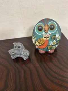 メキシコ産！フクロウの置物 2点セット インテリア