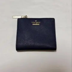 kate spade ケイトスペード 二つ折り財布 本革 ネイビー レザー