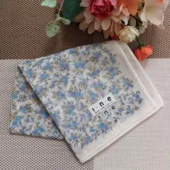 【タグ付き未使用】i.n.e 青い花柄 ハンカチ