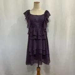 LAパープルフリル刺繍ショートドレス新品布フリーサイズ