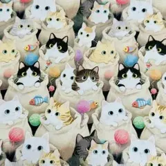 ❣️ 可愛いニャンコ柄 綿100% シーチング生地110x1M