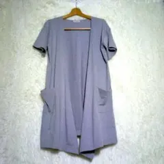 SM2 サマンサモスモス【F】半袖ロングカーディガン ポケット付き 綿混 グレー