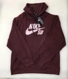 訳ありタグ付きNIKE SB ナイキ 長袖 パーカー プリントデカロゴ エンジ