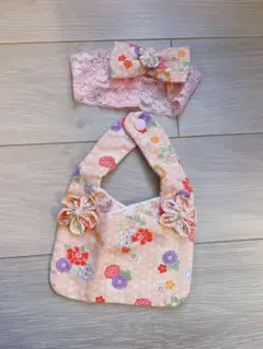 【美品】花柄和装小物セット ヘアバンド付き