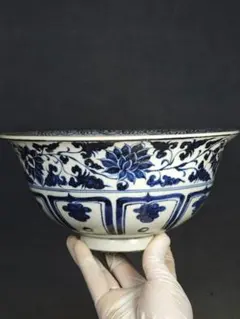 染付 鉢 大清順治年製 銘あり 陶磁器 | Mercari