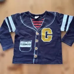 ネイビー ボタン付きカーディガン風カットソー 100cm