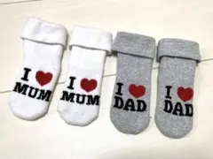 H&M ベビー靴下 I LOVE MUM DAD 2セット