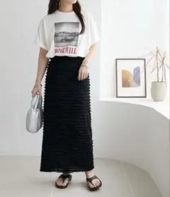 ディスコート　−5kg見え　フリルティアードナロースカート