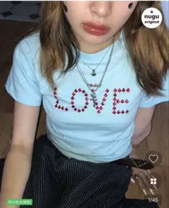 nugu LOVE パーツスリムフィットTシャツ